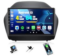 CAMECHO [4+64G 4-Core] Autoradio per Hyundai IX35 (2010-2015), Navi Wireless Carplay, 10" Android 13 Stereo 2 Din WiFi Android Auto FM/RDS Bluetooth5.0 MirrorLink+Mic+Telecamera Posteriore