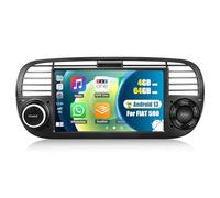 CAMECHO 4+64GB 8-Core Android 15 Nero Autoradio per FIAT 500 (2007-2015), Wireless Carplay Android Auto, 7 Pollici 2 Din Bluetooth 5.0 Supporto GPS WIFI 32EQ DSP