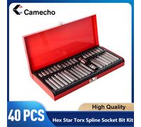 Camecho 40Pcs Hex Star Torx Spline Socket Bit Kit 1/2 pollici 3/8 pollici Drive Impact Socket Bit Tool Set per riparazione Auto Auto