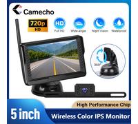 Camecho 5 "IPS Schermo retrovisore Monitor per auto Telecamera posteriore wireless Sistema di parcheggio per retromarcia Visione notturna a infrarossi impermeabile