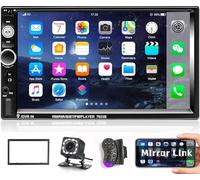 CAMECHO 7 Pollici 2 Din Bluetooth con Schermo Autoradio Auto, Car Stereo 2 Din Radio Touch Screen con Mirror Link FM Radio EQ AUX Comandi al volante +Telecamera Posteriore