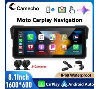 Camecho 8.1 "schermo moto Carplay Android Auto portatile Smart Player IP68 Display impermeabile 2 telecamere DVR di registrazione in Loop