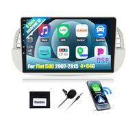 CAMECHO 8-Core 4+64G 9" Autoradio per Fiat 500 2007-2015, Android 13 Bluetooth Radio con Wireless Carplay Android Auto WIFI GPS FM/RDS DSP Mirror Link +Canbus IPS Touchscreen