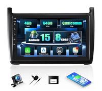 CAMECHO Android 15 Qualcomm 8-Core 4+64G 9" Autoradio per VW Polo 6R 6C 9N 2008-2016 con Telecamera Posteriore, DSP Bluetooth IPS touchscreen Radio con Wireless Carplay Android Auto GPS WIFI FM/RDS