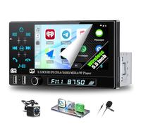 CAMECHO Autoradio 1 DIN 5,5 Pollici Wireless CarPlay Android Auto Bluetooth 5.2 Radio con IPS Touchscreen HD Display 1280*720, Include Telecamera Posteriore, MirrorLink, Controllo Volante + Porte 2USB