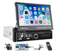 CAMECHO Autoradio 1 DIN Bluetooth avec Écran Tactile, Autoradio 7 Pouces avec Bascule Automatique Extensible, Bluetooth/AUX/USB/FM/Mirror Link + Caméra