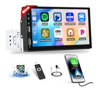 CAMECHO Autoradio 1 DIN con Carplay cablato Android Auto, display touch screen da 7 pollici per auto DIN singolo con Bluetooth Vivavoce FM Radio Mirror Link USB/AUX/EQ SWC Telecamera posteriore+MIC