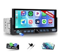 CAMECHO Autoradio 1 Din Wireless Carplay Android Bluetooth 5.2 Radio con 6.86 Pollici Schermo LCD con Touchscreen HD con Comando a SpecchioVolante + Connettori USB di tipo C