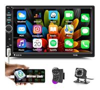 CAMECHO Autoradio Bluetooth 2 Din 7 Pollici Touch Screenn Autoradio Doppio Di con Mirror Link FM Radio Controllo del Volante Auto Telecamera di Backup Supporto USB AUX TF SD Lettore multimediale MP5