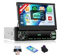 CAMECHO DAB+ Autoradio Bluetooth 1 Din con Wireless Carplay Android Auto Mirror Link, 7 Pollici Manualmente Flip Out Schermo Autoradio con Controllo del Volante Bluetooth5.0/USB/FM/AUX