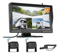 CAMECHO DVR Kit Telecamera Retromarcia Wireless con Monitor IPS da 10 Pollici +2 Visione Notturna Telecamere Retromarcia, supporto Registrazione loop/Split View/Immagine Flip per Camion/Camper/Auto