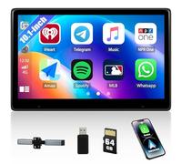 CAMECHO Monitor Poggiatesta da 10.1 Pollici con Carplay Wireless Android Auto, Display IPS Touchscreen HD con Bluetooth Airplay Super Link Controllo Vocale Trasmissione FM +64G TF Card