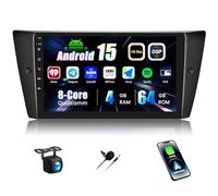 CAMECHO Qualcomm 8-Core Android 15 Autoradio per BMW E90/E92/E93 2005-2012, 4+64G Radio Bluetooth con Wireless Carplay Android Auto DSP WIFI GPS FM/RDS con Telecamera Posteriore IPS Touchscreen
