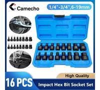 Camecho Set di chiavi a brugola da 3/8 pollici Metirc Dimensioni da 6 a 19 mm da 1/4 "a 3/4" Chiave a cricchetto esagonale Testa di riparazione automatica Utensile manuale con custodia