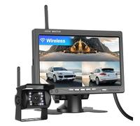 CAMECHO Telecamera di Retromarcia Wireless IR Visione Notturna 12V-24V Monitor TFT LCD da 7" Impermeabile per Camion/Van/Caravans/Rimorchi/Camper