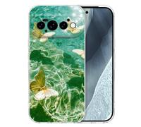 CameCosy Custodia carina per Google Pixel 10 Pro con motivo farfalla verde | Custodia protettiva con motivo a farfalla verde stile ondulato acqua per donne ragazze morbido TPU antiurto antigraffio