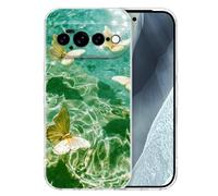 CameCosy Custodia carina per Google Pixel 10 Pro XL con motivo farfalla | Custodia protettiva con motivo a farfalla verde stile ondulato acqua per donne ragazze morbido TPU antiurto antigraffio