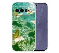 CameCosy Custodia compatibile per Google Pixel 10 con motivo farfalla verde | Custodia protettiva con motivo a farfalla verde stile ondulato acqua per donne ragazze morbido TPU antiurto antigraffio