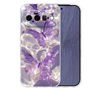 CameCosy Custodia compatibile per Google Pixel 10 con motivo farfalla viola | Custodia protettiva con motivo a farfalla viola in stile ondulato, per donne e ragazze, in morbido TPU antiurto antigraffio