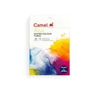 Camel Anmol Art & Frames - Scatola di acquerelli per artisti, tubetti da 9 ml, 24 tonalità, assortiti con pennello per mocio