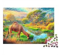 Camel Grazing by A River Puzzle Da 1000 Pezzi Desert-style Camel Ideale Per I Regali Di Compleanno E Di Natale 38x26cm/1000pcs