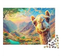 Camel’s Face with Mountain Backdrop Puzzle Da 1000 Pezzi Desert-style Camel Cartone Riciclato Premium, Regalo Per Tutte Le Età 38x26cm/1000pcs