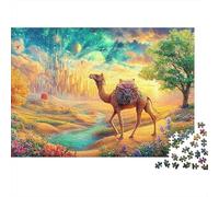 Camel with Cityscape in Vibrant Scenery Puzzle Da 1000 Pezzi Desert-style Camel Sfida Di Ingegno Per Tutte Le Età 70x50cm/1000pcs