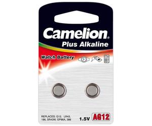 Camelion 12000212 - Pile alcaline a bottone AG12/LR43/LR1142/386, 1, 5 V, confezione da 2 pezzi