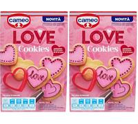 cameo Love Cookies Kit Preparato per Biscotti a Forma di Cuore, con Stampino e Decorazioni (Preparato per Glassa Rosa e Matita al gusto Cioccolato), Confezione per 14 Biscotti, 354 g (Confezione da 2)