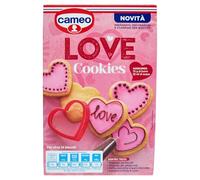 cameo Love Cookies Kit Preparato per Biscotti a Forma di Cuore, con Stampino e Decorazioni (Preparato per Glassa Rosa e Matita al gusto Cioccolato), Confezione per 14 Biscotti, 354 g