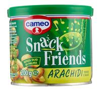 Cameo Snack Friends Arachidi 200 g, Arachidi Tostate e Salate per Aperitivo Conservate in una Pratica Lattina con Coperchio Salva Freschezza, Senza Olio di Palma, Vegano, 200 g Complessivi