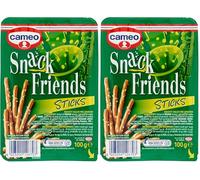 Cameo Snack Friends Sticks 100 g, Biscotti Salati per Aperitivi, Fragranti Stuzzichini con Granelli di Sale in Superficie da Gustare in un Pratico Astuccio per 100 g Complessivi (Confezione da 2)