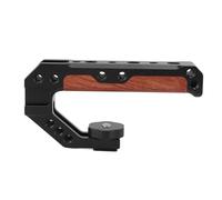 Camera Cage Top Handle Grip in Lega di Alluminio con Impugnatura in Legno, Adattatore Slitta Fredda e Fori Vite 1 / 4in 3 / 8in - Design Ergonomico Antiscivolo, Montaggio Facile,