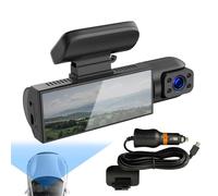 Camera da dashboard per auto - a doppia lente, monitor di parcheggio, vista ampia, registrazione a loop, sensore G | per interni del veicolo che guida la sicurezza di sicurezza Evide