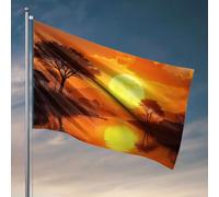 Camera da letto divertente tramonto su un lago sereno con una grande bandiera che sorge luna, uomo grotta mobili regalo per la decorazione della casa (152 x 244 cm)