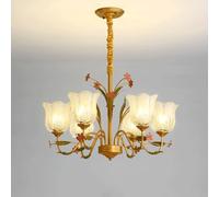 Camera da Letto Vintage 3 Latte Vetro Fiore lampadario Antico Azzurro in Oro Grande Lampada a Sospensione Floreale per Pranzo Soggiorno Cucina Isola