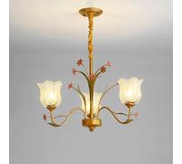 Camera da Letto Vintage 3 Latte Vetro Fiore lampadario Antico Azzurro in Oro Grande Lampada a Sospensione Floreale per Pranzo Soggiorno Cucina Isola