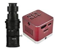 Camera da microscopio UHD 4K 8.3MP HDMI USB Type-C Microscopio elettronico digitale industriale e lente C-Mount 200x per saldatura per la riparazione del telefono-rosso