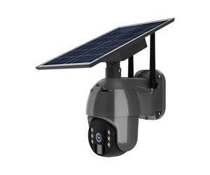 Camera di Videosorveglianza con Pannello Solare HD Orientabile PTZ WiFi Visione Notturna e Sensore di Movimento con Microfono e Altoparlante Integrati Colore Nero