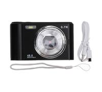 Camera digitale HD da 48 MP con video 2.7K, zoom digitale 8x, focus automatico e schermo IPS a 2,4 pollici, batteria da 700 mAh per viaggi ed eventi speciali (Black)