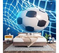 Camera Letto Carta da Parati 300x210 cm Blu Fotomurali in TNT alla moda Decorazione da Muro XXL Poster Mural Momenti di Gol Nel Calcio Sportivo Gigante Carta per Pareti Soggiorno Cameretta