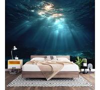 Camera Letto Carta da Parati 400x280 cm Tranquillo Mare Profondo, Luce E Ombra Fotomurali in TNT alla moda Decorazione da Muro XXL Poster Mural Blu Scuro Gigante Carta per Pareti Soggiorno Cameretta