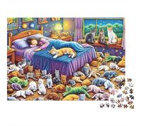 Camera Paradiso dei Gatti Puzzle 1000 Pezzi Puzzle per Adulti Carta Notte Gioco di Puzzle 1000 Pezzi Famiglia Relax Arredo Regalo 38x26cm/1000pcs