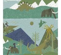 Cameretta Bambini Verde Blu Uovo Anatra Carta da Parati Unicorn Sirene Animali