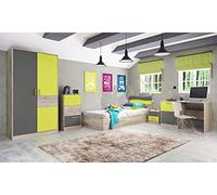 Cameretta Completa Armadio 2 Ante Letto Singolo Cassettiera Scrivania Comodino 2 Cassetti Camera da Letto Bambini CCI6