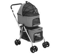 Camerina Passeggino Cani Pieghevole 2 Livelli Grigio 83x48x97cm Tessuto,Bebè e bimbi,Trasporto bebè,Passeggini(SPU:172205)