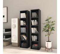 Camerina Scaffali Porta CD 2 pz Neri 21x16x93,5 cm in Truciolato,Mobili,Armadietti e portaoggetti,Scaffali e armadietti per supporti multimediali(SPU:802697)