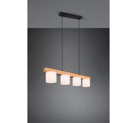 Sospensione CAMDEN barra legno naturale 4 paralumi L.75cm bianchi R30654001