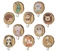 CAMETNG 10 ganci appendiabiti per bambini, autoadesivi, in legno, a forma di animale, coniglio, giraffa, elefante, per camera da letto, cameretta dei bambini, cucina