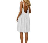 Cami, abito da spiaggia da donna, abito estivo lungo, in mussola, senza maniche, con spalline sottili, maxi abito bohémien, elegante, senza spalline, per il tempo libero, leggero, maxi abito con